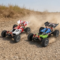 Buggy tout-terrain télécommandé 60 km/h 1:14, 4 roues motrices, engrenages métalliques, voiture de course, châssis en alliage d'aluminium, fonction 'Suivez-moi', portée de 80-100 m