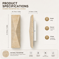 Lámpara de Pared LED de Travertino Natural Boncarteck, Diseño Moderno, 90 CRI, AC85-265V, Luz Arriba/Abajo, para Interiores de Hotel, Venta al Por Mayor