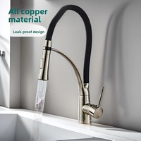 Robinet de cuisine monocommande en cuivre, chaud/froid, extractible, pour évier de lavage de légumes, avec cartouche céramique rotative