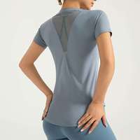 Kaos Wanita Grosir Custom Cepat Kering Tanpa Jahitan Bahan Polyester untuk Gym Fitness Lari Desain Cetak Heat Press