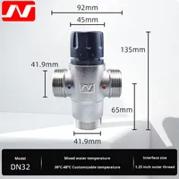 Vanne thermostatique d'ingénierie DN32, vanne de mélange thermostatique à grand débit, vanne de contrôle pour tuyau de chauffage au sol de 6 points de diamètre