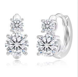 Pendientes de Plata S925 con Diamante Moissanita, Color D, Certificado GRA, Claridad VVS, 1.2cttw 2.6cttw, Corte Redondo - Product Image 1