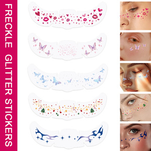 QT-0048 Pegatinas de purpurina para la cara, diseño de corazones impermeables para labios, para fiestas, maquillaje de San Valentín, arte corporal - Product Image 2