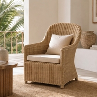 Fauteuil en rotin tressé à la main, style côtier australien, pour salon, chaise d'appoint en osier naturel, intérieur/extérieur, Australie
