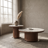 Ensemble de tables basses modernes avec structure en acier inoxydable et plateau en marbre, meubles de salon durables et multifonctionnels