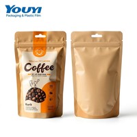 Bolsa de Café de Papel Kraft Biodegradable YOUYI con Ventana, Cierre y Válvula de Desgasificación, Grado Alimenticio, para 1000g de Café Molido
