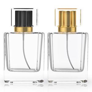 Botellas de Perfume Cuadradas de Vidrio Transparente de Lujo de 30 ml, 50 ml y 100 ml con Pulverizador de Bomba y Tapa Cuadrada, Serigrafía, Color Personalizado Disponible - Product Image 2