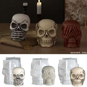 M54973 Les <span class=keywords><strong>oreilles</strong></span> n'écoutent pas vos yeux, ne regardent pas votre <span class=keywords><strong>bouche</strong></span>, ne disent pas crâne bougie bijoux bougie de gypse moule en silicone - Product Image 2