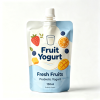 Voedselveilige op maat bedrukte yoghurtpouch, transparante spuitpouch, Doypack met tuit 150ml voor vloeibare verpakkingen