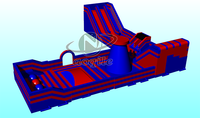 Nouveau design gonflable videur maison château ville enfants toboggan aire de jeux gonflable parc à thème