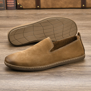 Chaussures d'été respirantes en cuir véritable pour hommes, style décontracté rétro, à enfiler, semelle en cuir de vachette non doublée, type <span class=keywords><strong>Doudou</strong></span> - Product Image 1