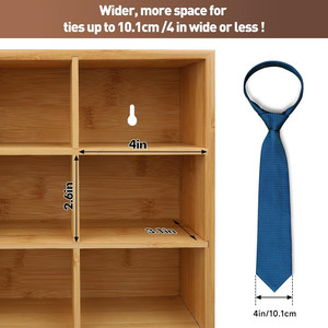 Support de ceinture mural en bambou à 16 compartiments, organisateur de cravates et nœuds papillon, boîte de rangement en bois pour hommes - Product Image 4
