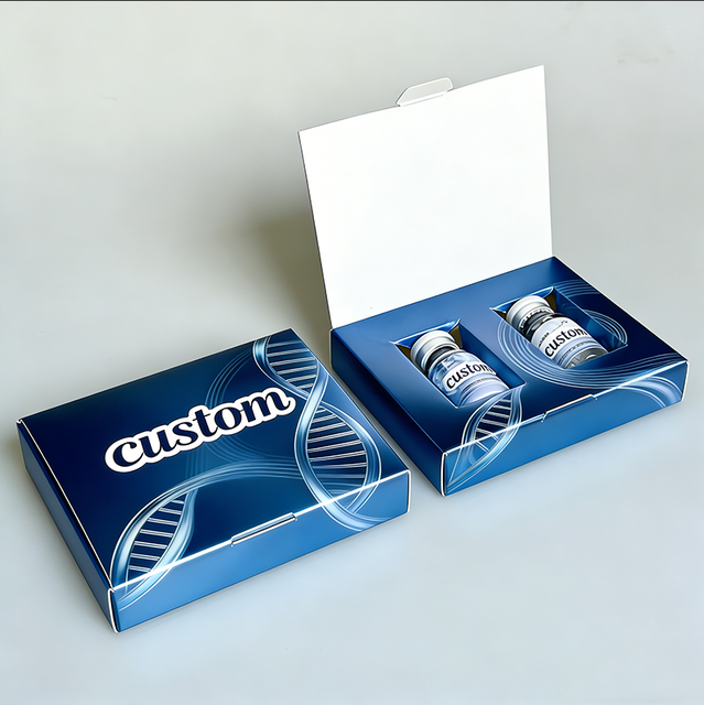 Custom Printed Medicine Packaging 2ml/3ml/10ml Vial Label and Peptide Box 1pack 2Vials Plastic Tray Insert Holographic Box