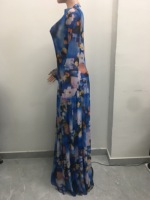 Robe longue imprimée à manches longues pour femme - Bustier en maille transparente et jupe fluide - Robe de soirée formelle - Robes africaines pour femmes - Sehe Fashion
