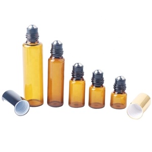 Botella de Vidrio de 10 ml para Perfume, Color Ámbar, de Alta Calidad, con Rodillo Metálico, para Aceites Esenciales - Product Image 1