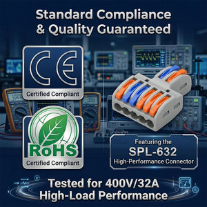 Connecteur <span class=keywords><strong>de</strong></span> raccordement compact 4 voies <span class=keywords><strong>à</strong></span> connexion rapide <span class=keywords><strong>de</strong></span> haute qualité 32A 450V PA66 pour système d'éclairage solaire et rénovation résidentielle - Product Image 5