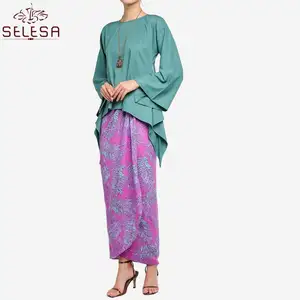 Hotsale मलेशिया नवीनतम सूट फैशन शैली लंबी आस्तीन Baju Kebaya मामूली कपड़े मुस्लिम पोशाक इस्लामी कपड़े