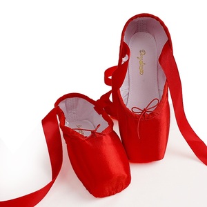 Chaussons de danse classique en satin à talon plat pour filles et femmes, avec lacets en ruban, pour adultes et enfants, avec étui en silicone - Product Image 3