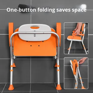 Siège de douche pour personnes handicapées équipement de sécurité de salle de bain barre d'appui en alliage d'aluminium tabouret de douche pliable chaise de bain pour personnes âgées - Product Image 4