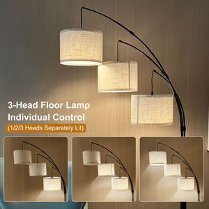 <span class=keywords><strong>Lampadaire</strong></span> moderne pour la décoration intérieure, 3 têtes, abat-jour en lin gris, tige en métal, <span class=keywords><strong>lampadaire</strong></span> de sol décoratif, abat-jour arqué - Product Image 3