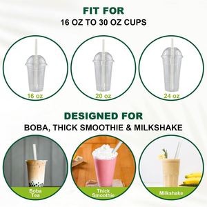 Pajitas de papel blancas desechables ecológicas de 9 pulgadas para té de burbujas Boba, envueltas individualmente, con punta ancha de 0.5/12 mm - Product Image 4