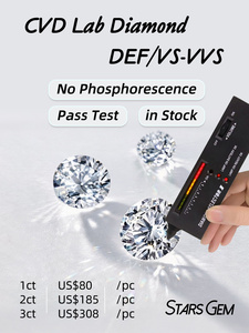 Diamants synthétiques CVD en vrac 1ct 2ct 3ct DEF VS VVS taille brillant rond, diamants de laboratoire certifiés, en promotion - Product Image 1