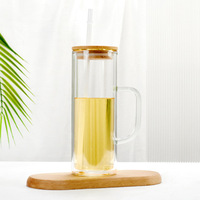 Gobelet en verre à double paroi pré-percé de 12 oz, 15 oz, 20 oz, type globe à neige, avec poignée, très vendu
