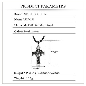 SS8-068P Collar con Colgante de Cruz Simple de Acero Inoxidable para Hombre, Estilo Cristiano, Soldado de Acero, <span class=keywords><strong>Cristo</strong></span> Jesús - Product Image 6