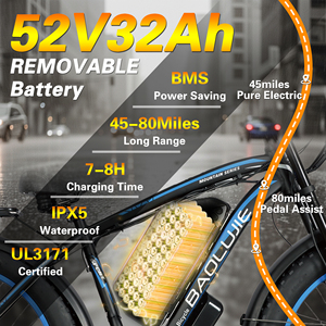 Vélo <span class=keywords><strong>électrique</strong></span> DP-2602 PRO 3000W à double moteur, vélo de neige, batterie au lithium 52V 32Ah, double suspension, 50 km/h - Product Image 4