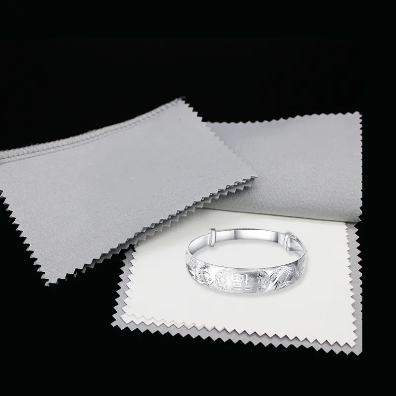 Wholesale Microfiber Jewelry Gold Silver Cleaning suede cloth jewelry Care cleaning polishing suede cloth Custom Logo