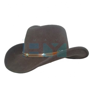 Huayihats 100% lana Color negro tamaño grande Western Cowboy Fedora sombreros hombres con cinturón - Product Image 1