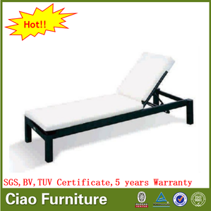 Chaise longue de jardin en rotin avec coussin, design simple, pour balcon, piscine, plage, cour, club - Product Image 6