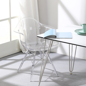 Transparent Plastic Ghost Chair With <b>Backrest</b> For Adults Modern Minimalist Dining Chair Single Seat Home Use - Product Image 2