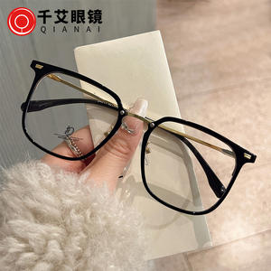 เฉียนไน เรโทร TR กรอบแว่นตาโลหะเต็มรูปแบบสี่เหลี่ยมป้องกันแสงสีฟ้าสำหรับผู้หญิงกรอบใหญ่สไตล์เกาหลี JS8-1-24011 - Product Image 3