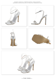 Sandales sexy à lanières argentées et cristaux pour femmes, été 2023, talons carrés ouverts ornés de strass, chaussures de soirée et de bal, tailles 35-42 - Product Image 6