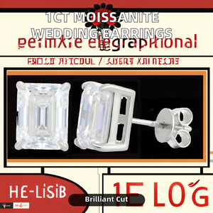 925 <b>Silver</b> Wedding Earrings with 6.5mm Brilliant Cut Colorful Moissanite Pass Diamond Tester with GRA Certificate - Product Image 2