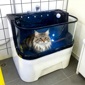 Baignoire pour animaux de compagnie en acrylique écologique pour chiens et chats avec lumières LED et massage à remous pour utilisation autonome - Product Image 1