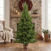 Realistischer Künstlicher Weihnachtsbaum aus PE-Tanne mit Dekorativem Jute-Topf für Wohnzimmer, Kamin, Tischdekoration und Weihnachtsfeier