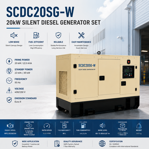 SCDC20SG-W 20kW Genset Diesel Senyap WP2.3D25E200 Starter Elektrik Genset Diesel Rendah Kebisingan untuk Cadangan Rumah Tangga dan Penggunaan Komersial - Product Image 1