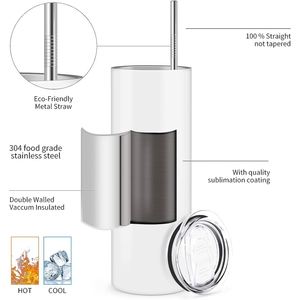 Nuevo Vaso de Acero Inoxidable de 20oz para Sublimación, Vaso Recto de Doble Capa con Aislamiento y Pajita - Product Image 5