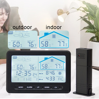 EMAF Home RCC Weather Forecast Réveil sans fil pour l'intérieur et l'extérieur avec capteur Radio Control Clock with Sun Rise Set Time Moon Phase