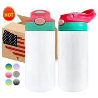 USA RTS 12oz 20oz Enfants Bébé Enfants Maigre Droite Voyage Bouteille D'eau Blancs Sublimation Enfants Gobelet Bouteille D'eau Potable