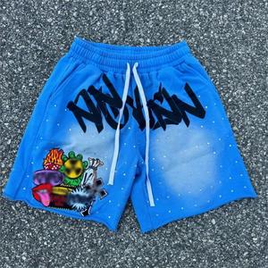 OEM broderie personnalisée imprimée soleil délavé à l'acide partout impression strass short de survêtement de jogging pour hommes - Product Image 2