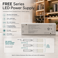 Driver d'éclairage pour armoire avec 6 sorties contrôlées et 1 port indépendant, alimentation LED 12V 24V 36W 60W FREE36-23
