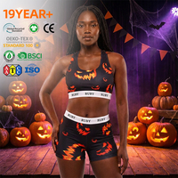 Ensemble de soutiens-gorge de sport respirants taille haute pour femmes, motif citrouille souriante effrayante, design streetwear original, idéal pour l'entraînement