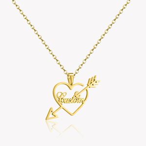 Collares de Acero Inoxidable con Nombre Chapado en Oro Personalizados, Joyería con Palabras Personalizadas, Collar de Corazón para Parejas, Regalos para Mujeres - Product Image 1
