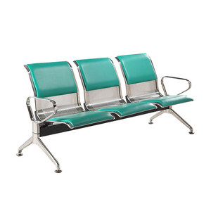 Silla de espera de acero inoxidable Ou He con cojín de cuero PVC, hilera de sillas para asientos públicos en estaciones. - Product Image 2