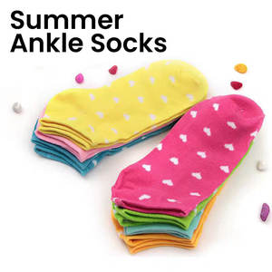 महिलाओं की लुभावनी गर्मियों के छोटे मोजे पसीने को अवशोषित करने वाले दैनिक पहनने के लोगो मुद्रित डिजाइन एक सभी फिट बैठता है - Product Image 2