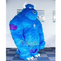 Mascotte géante de monstre aux cheveux longs Costume de mascotte de monstre aux cheveux longs gonflable bleu pour adulte