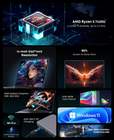 Original haute performance Chuwi Corebook X 14 pouces AMD Ryzen 5 7430U 6 cœurs Max 4.3GHz ordinateur portable de jeu Pc Notebook
